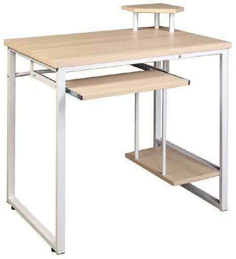 Τραπέζι γραφείου Mesa 152, Με ράφι πληκτρολογίου, 76x85x55cm, 13 kg, Οξιά, Ασημί | Epipla1.gr