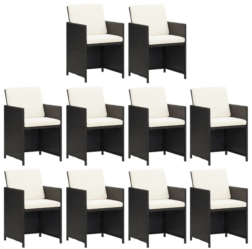 vidaXL Σετ Τραπεζαρίας Κήπου 11 τεμ.Μαύρο Συνθετικό Ρατάν με Μαξιλάρια