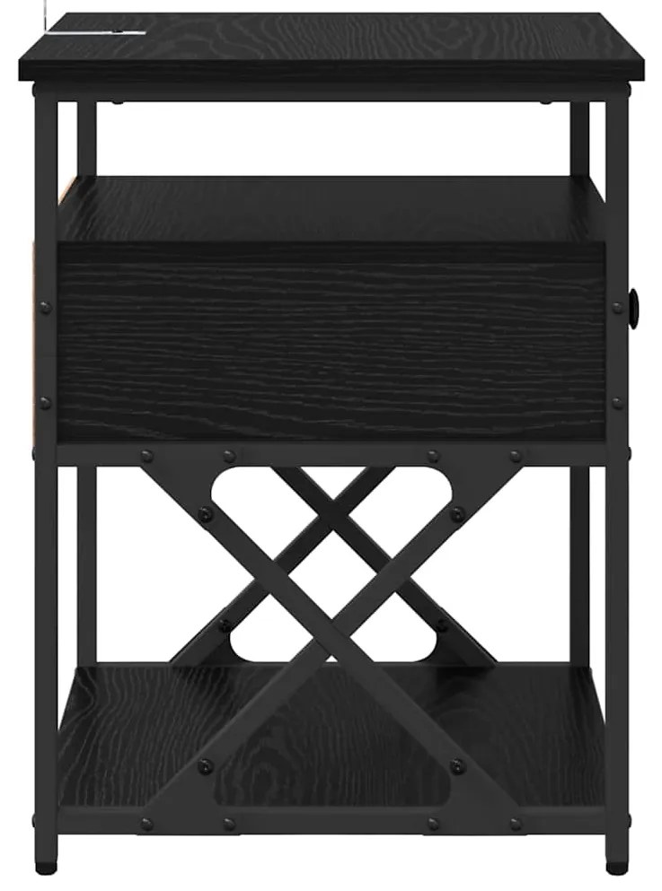 vidaXL Κομοδίνο Μαύρη Οξυά 40 x 42 x 55 εκ Επεξεργασμένο ξύλο