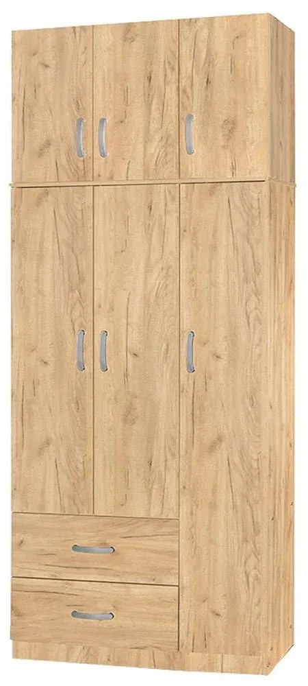 Ντουλάπα τρίφυλλη και πατάρι Zelia 249-000048 90x42x240cm Natural Τρίφυλλη