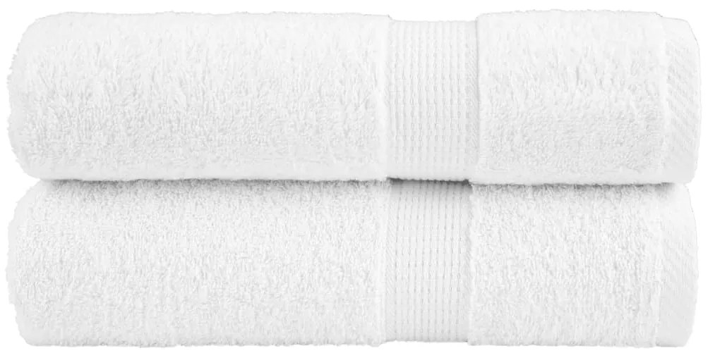 vidaXL Πετσέτες Μπάνιου Premium SOLUND 2 Τεμ Λευκές 100x150εκ 600γρ/μ²