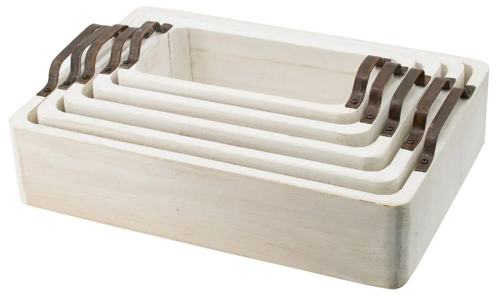 Artekko Paulownia Wood Δίσκος Διακοσμητικός Ξύλο Μέταλλο σε Φυσική Απόχρωση (50x35x14)cm Σετ/5 Artekko 45692