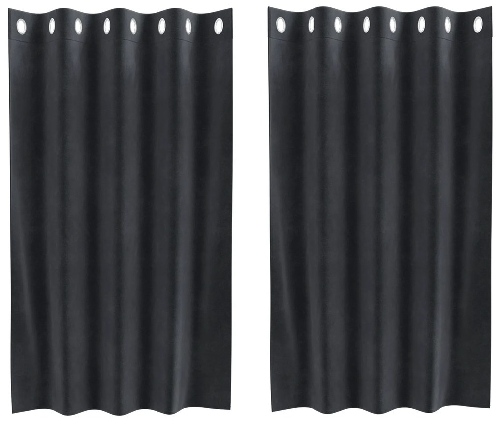vidaXL Κουρτίνες με κουρτίνες 2 pcs Σκούρο γκρι 140 x 140 cm Βελούδο