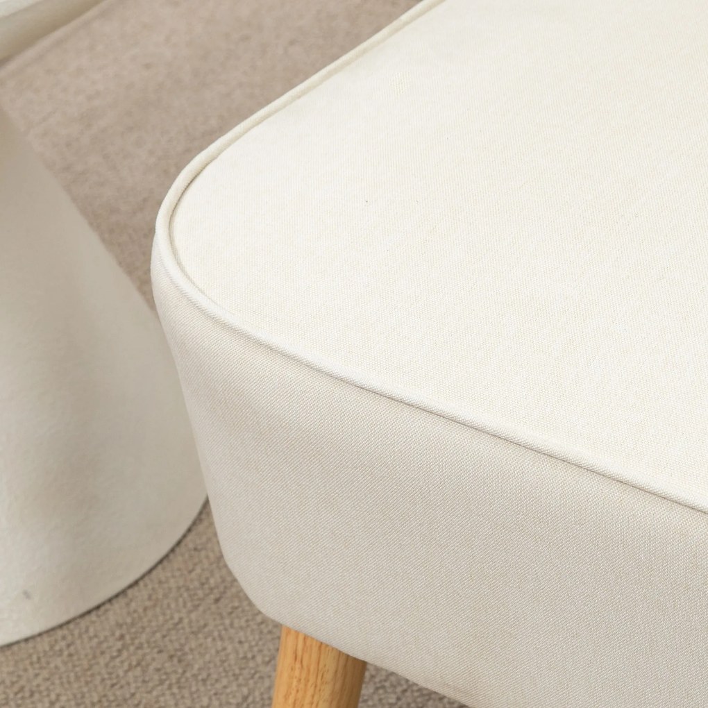 HOMCOM Καναπές 2 Θέσεων, Μαλακή Επένδυση, Εύκολο στον Καθαρισμό Κάλυμμα, έως 150 kg, 117 x 56,5 x 77 cm, Κρεμ Λευκό