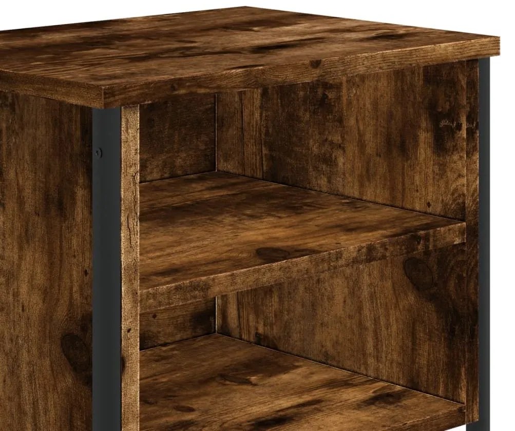 Κομοδίνο Καπνιστή Δρυς 40 x 30 x 40 εκ. από Επεξεργασμένο Ξύλο - Καφέ