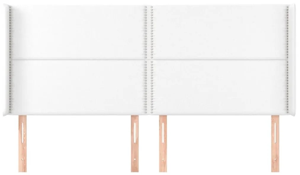 Κεφαλάρι με Πτερύγια Λευκό 183x16x118/128 εκ. Συνθετικό Δέρμα - Λευκό