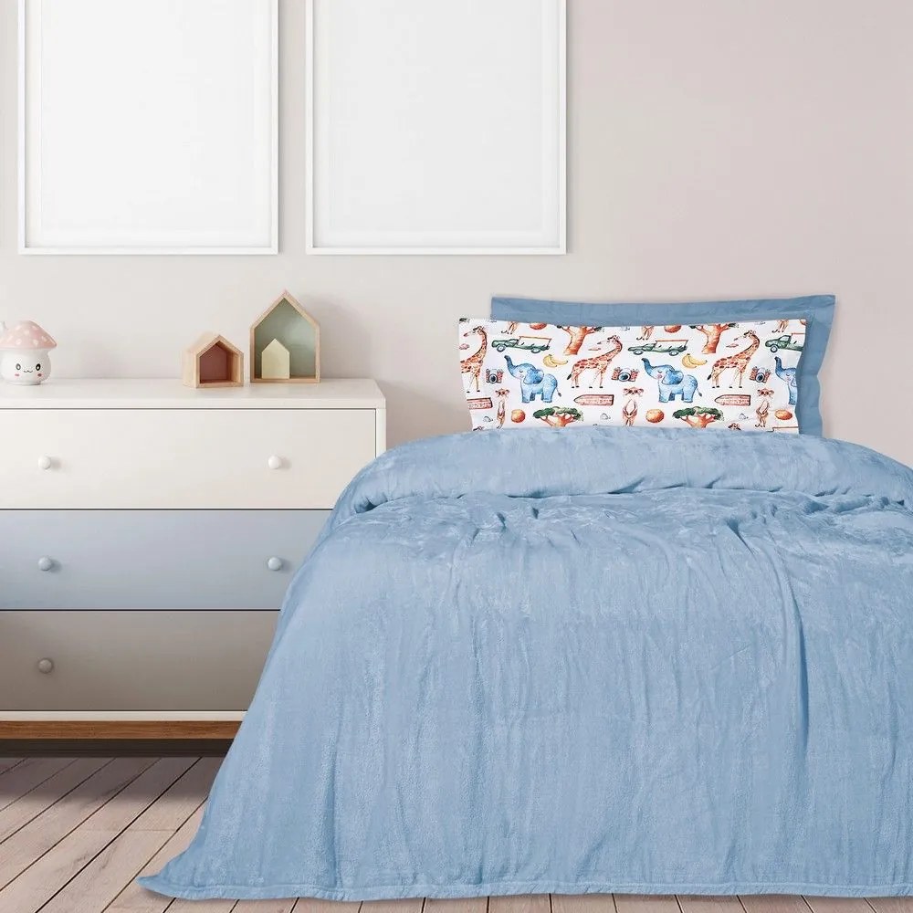 Κουβέρτα 1344 Velour Light Blue Das Home Μονό 160x220cm Πολυέστερ