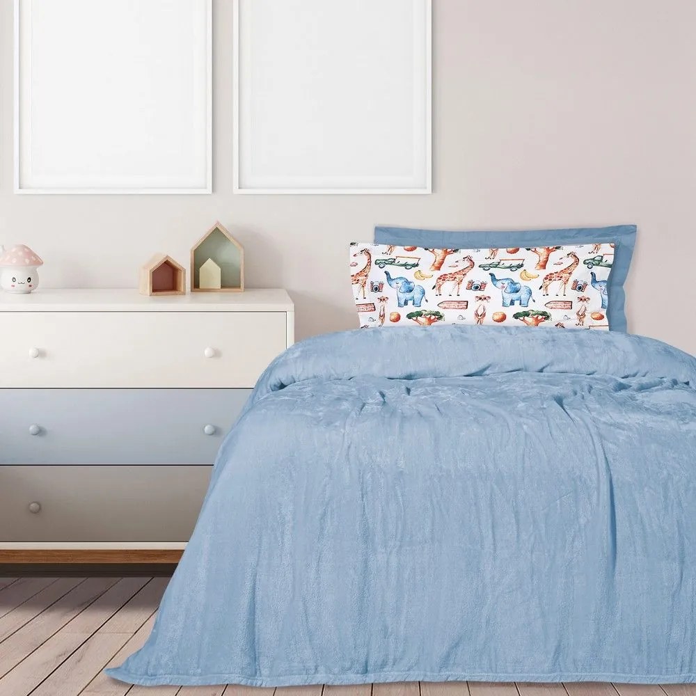 Κουβέρτα 1344 Velour Light Blue Das Home Single 160x220cm Πολυέστερ