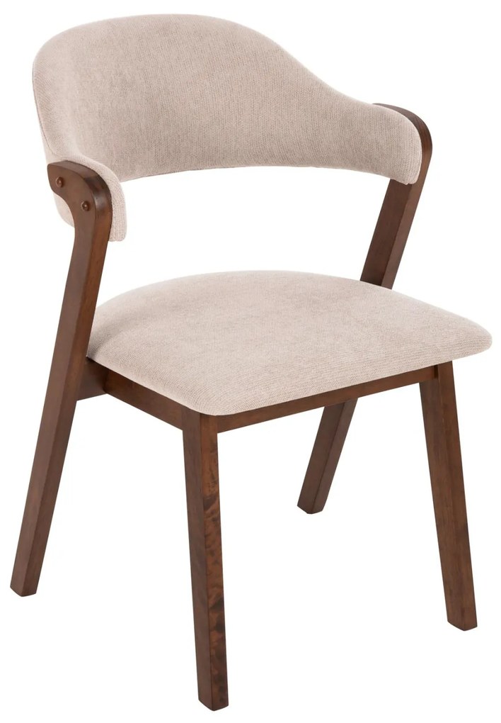 Καρέκλα RIDER Rubberwood Καρυδί και Εκρού ύφασμα 59x59x83Yεκ. 2αδα 59x59x83 εκ.