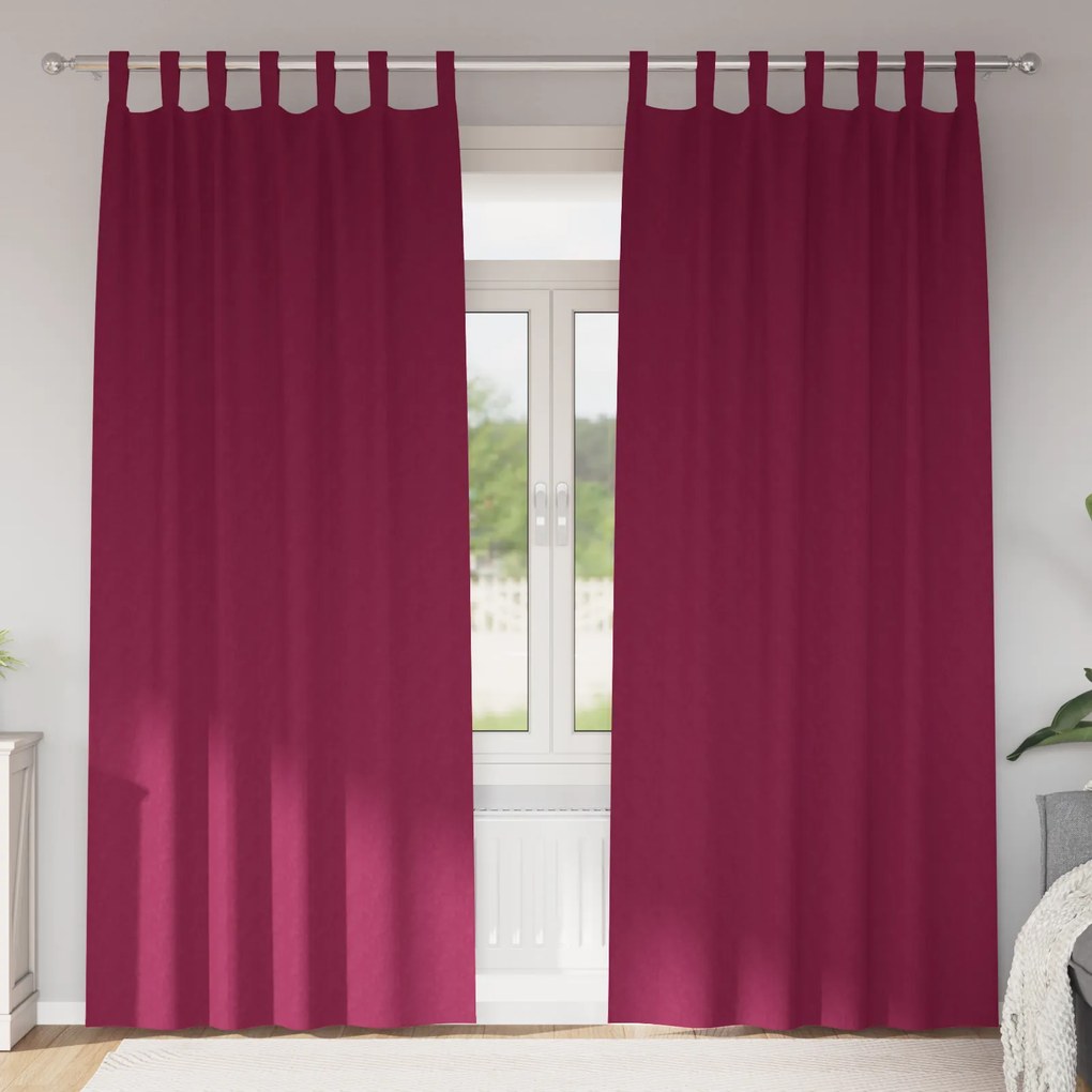 vidaXL Κουρτίνες με κουρτίνες 2 pcs Κόκκινο 245 x 140 εκ. Πολυεστέρας