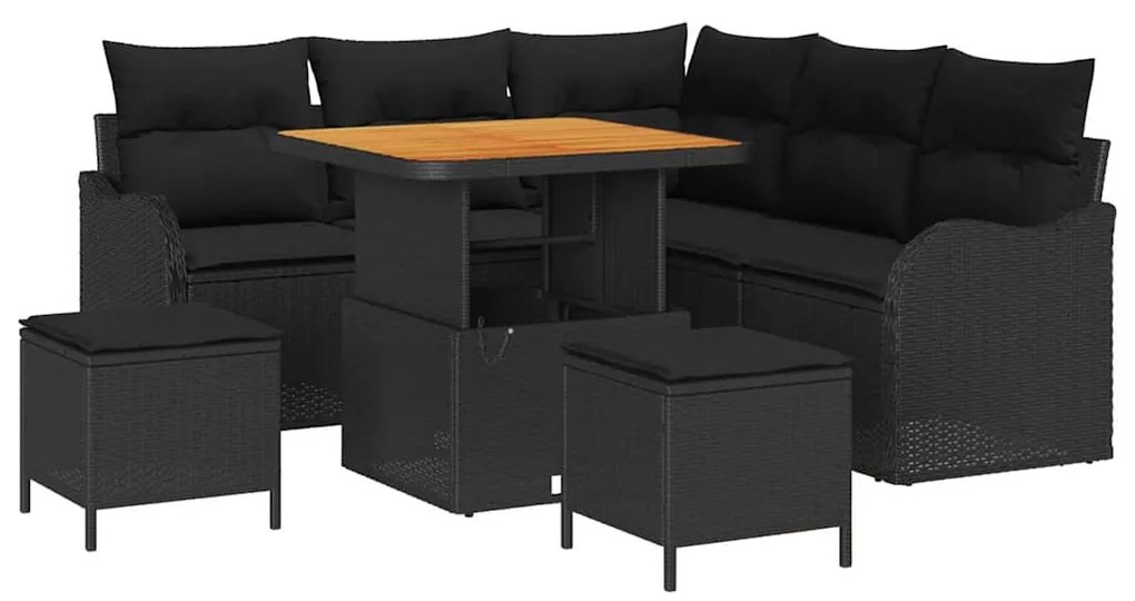 vidaXL Σετ Καναπέ Κήπου 8 pcs Μαύρο συνθετικό ρατάν