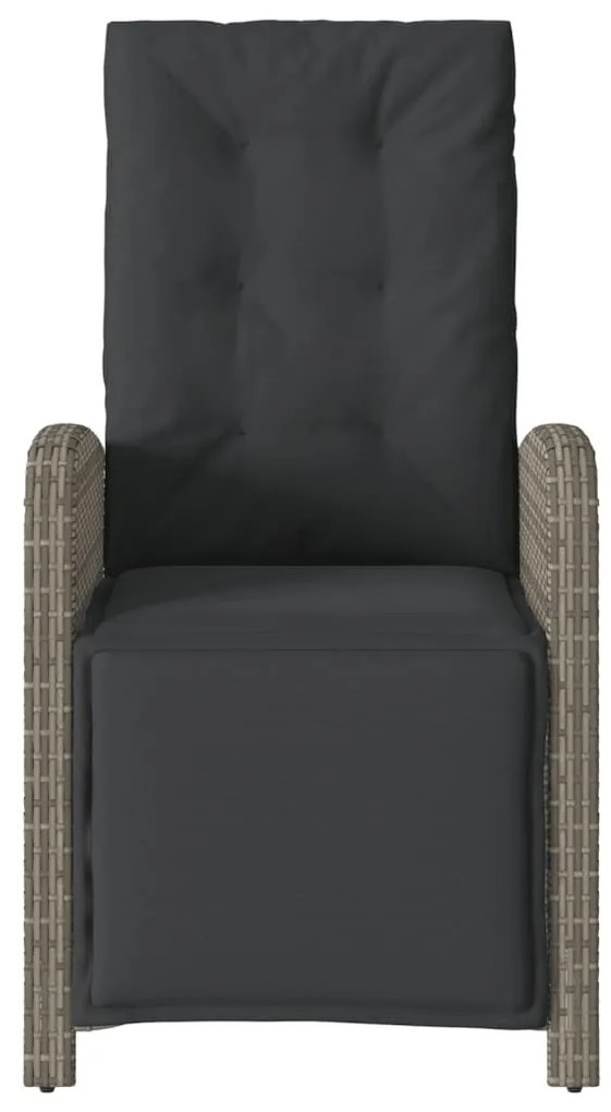 vidaXL Καρέκλα Κήπου Ανακλινόμενη Γκρι Συνθετικό Ρατάν με Υποπόδιο