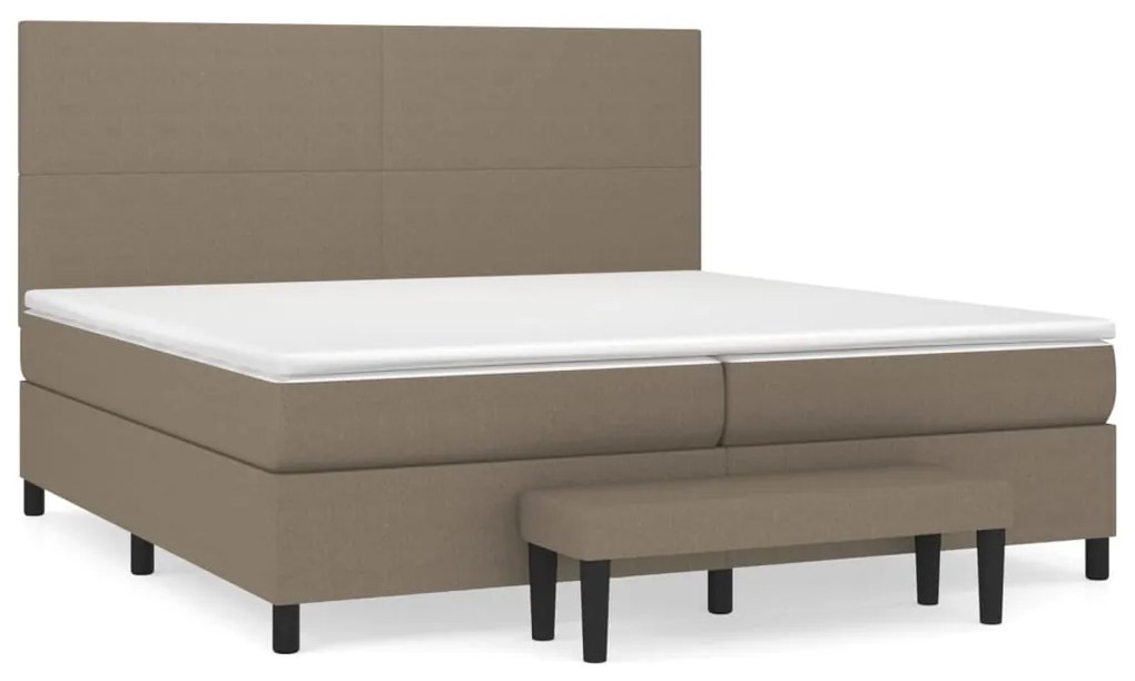 Κρεβάτι Boxspring με Στρώμα Taupe 200x200 εκ. Υφασμάτινο - Μπεζ-Γκρι