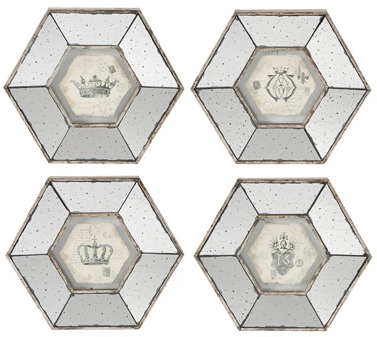 Artekko Crown Μπεζ Διακοσμητικά Κάδρα από MDF με Καθρέφτη (35.6x3.5x30.5)cm 4pcs Artekko 32656