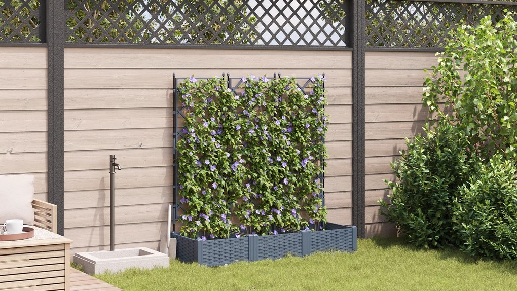 vidaXL Γλάστρα κήπου με πλέγμα 3 pcs Ανοιχτό Γκρι 120x40x125.5 εκ.