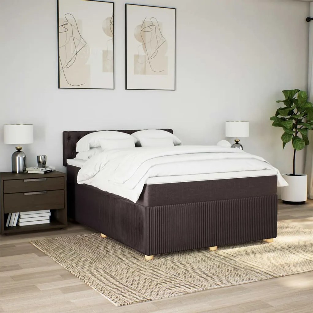 ΚΡΕΒΑΤΙ BOXSPRING ΜΕ ΣΤΡΩΜΑ ΣΚΟΥΡΟ ΚΑΦΕ 140X190 ΕΚ. ΥΦΑΣΜΑΤΙΝΟ 3289761