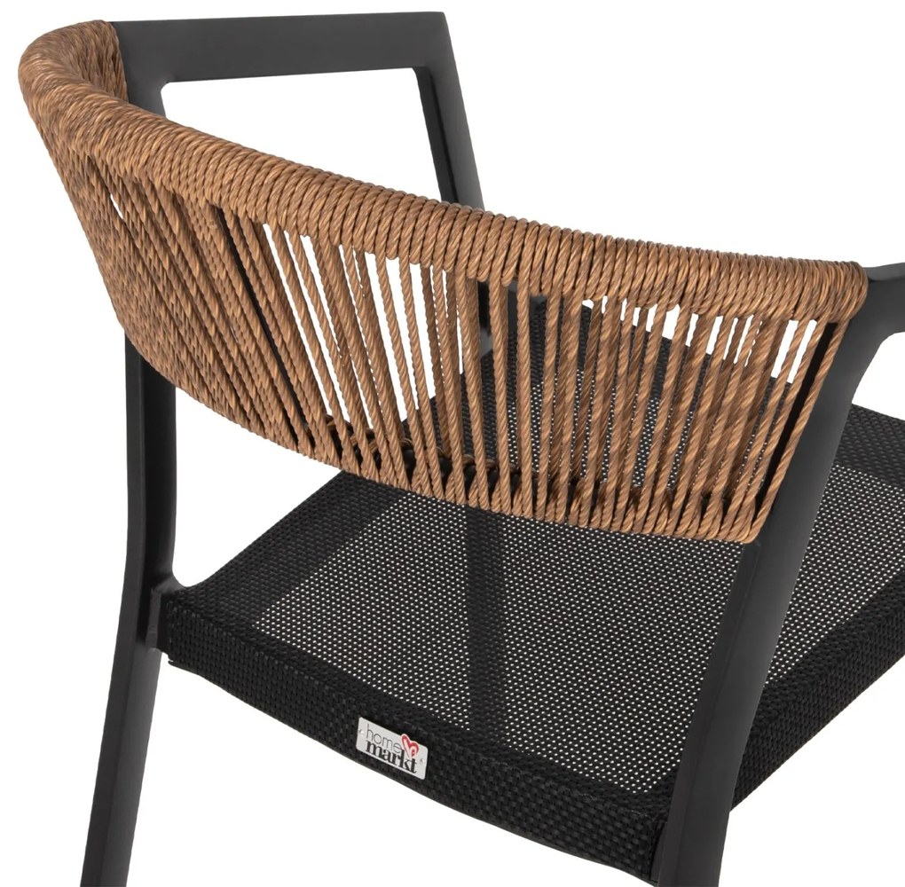 Καρέκλα - Πολυθρόνα MIRI C5891.05 Αλουμινίου Σκελετός - Textline Μαύρο και Rattan Μπέζ 57,5x59x81,5Y εκ. 57.5x59x81.5 εκ.