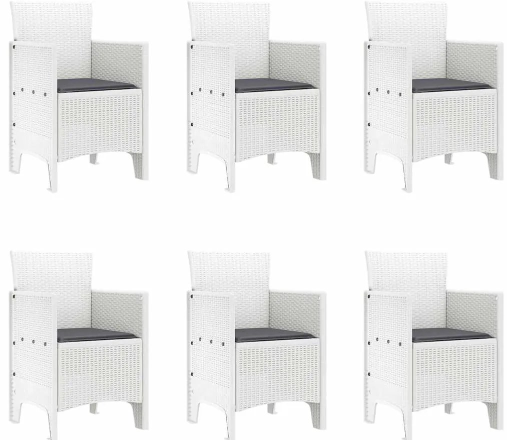 vidaXL Σέτ φαγητού για κήπο 7 pcs Λευκό Rattan Polt
