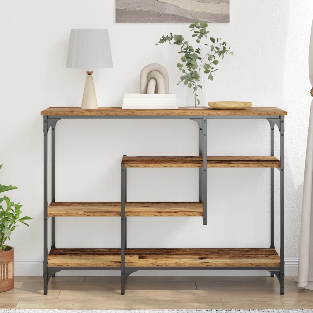 vidaXL Τραπέζι κονσόλας Παλιό Ξύλο 100x35x75 εκ. Κατασκευασμένο από Ξύλο και Σίδερο