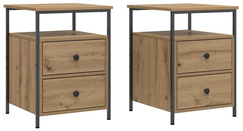 vidaXL Κομοδίνα 2 τεμάχια Artisan Oak 44x45x60 cm Κατασκευασμένο ξύλο