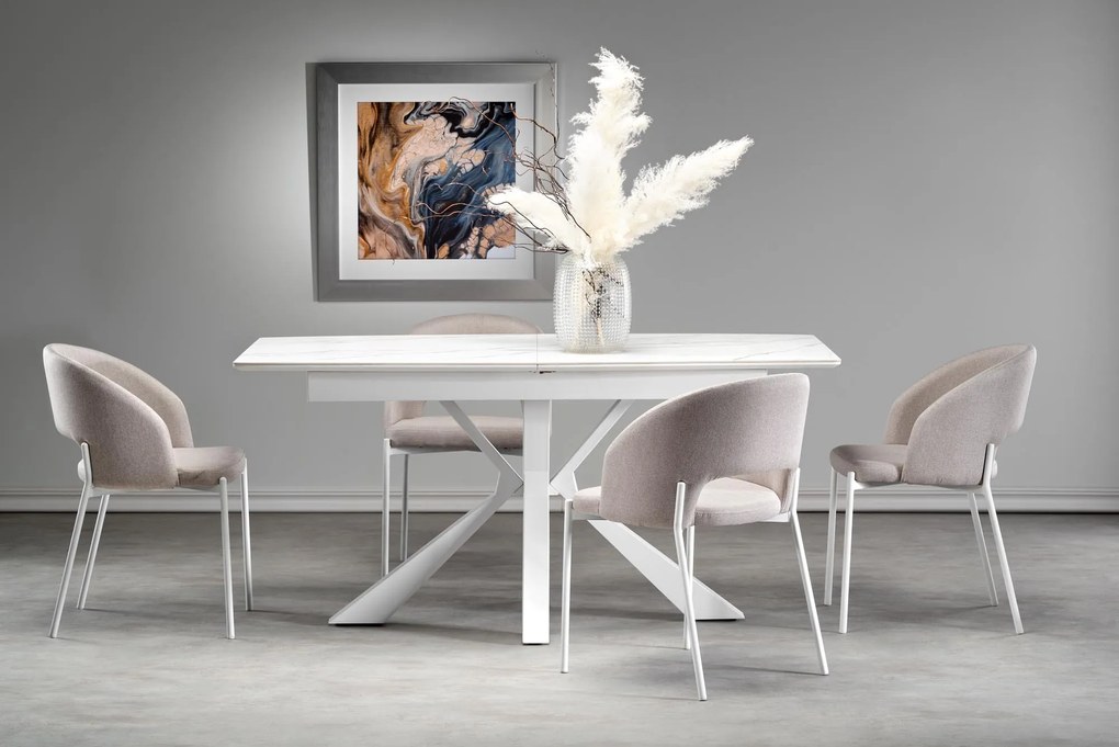 VIVALDI extension table white marble, leg white DIOMMI V-CH-VIVALDI-ST