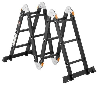 VEVOR Multi-Purpose Folding Ladder 7-in-1 3 Step 12ft with Scaffolding Plank