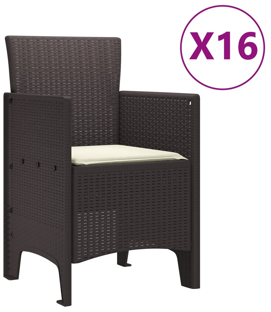 vidaXL Σετ Τραπεζαρίας Κήπου 17 pcs Καφέ Large Ρατάν πολυαιθυλενίου