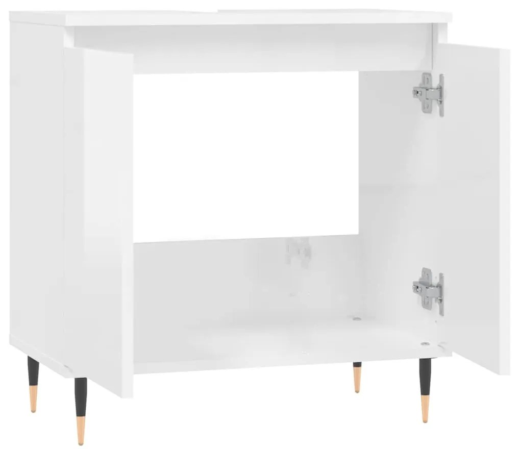 vidaXL Ντουλάπι Μπάνιου Γυαλ. Λευκό 58 x 33 x 60 εκ. από Επεξεργ. Ξύλο