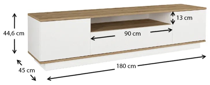 Έπιπλο τηλεόρασης Fedya Megapap χρώμα λευκό - sapphire oak 180x45x44,6εκ.
