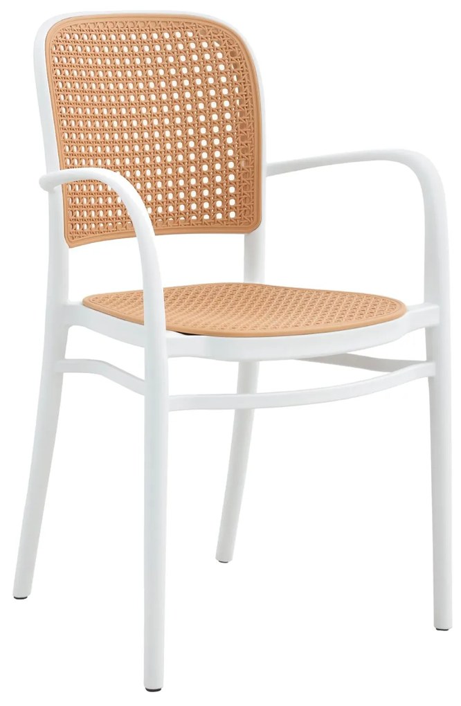 ARMCHAIR POLYPROPYLENE FLOW  WHITE AND BEIGE 56x52.5x85.5Hcm.