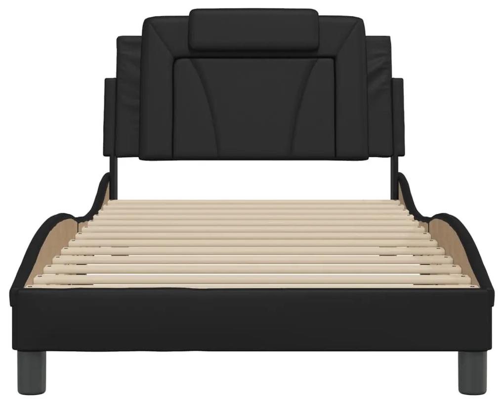 Πλαίσιο Κρεβατιού με LED Μαύρο 100x200 εκ. Συνθετικό Δέρμα - Μαύρο