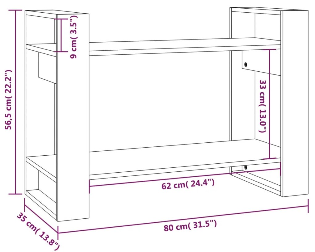 ΒΙΒΛΙΟΘΗΚΗ/ΔΙΑΧΩΡΙΣΤΙΚΟ ΧΩΡΟΥ ΜΕΛΙ 80X35X56,5 ΕΚ. ΜΑΣΙΦ ΞΥΛΟ 813897