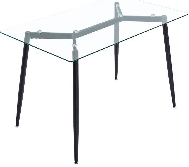 Τραπεζαρία Quana-Caron pakoworld σετ 5τεμ γυάλινο 8χιλ διάφανο - λευκό πόδι 120x70x75εκ