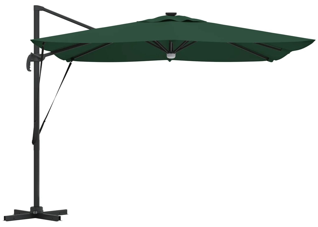 vidaXL Cantilever Roma Parasol με LEDs Πράσινο 286x285x270 cm Αλουμίνιο