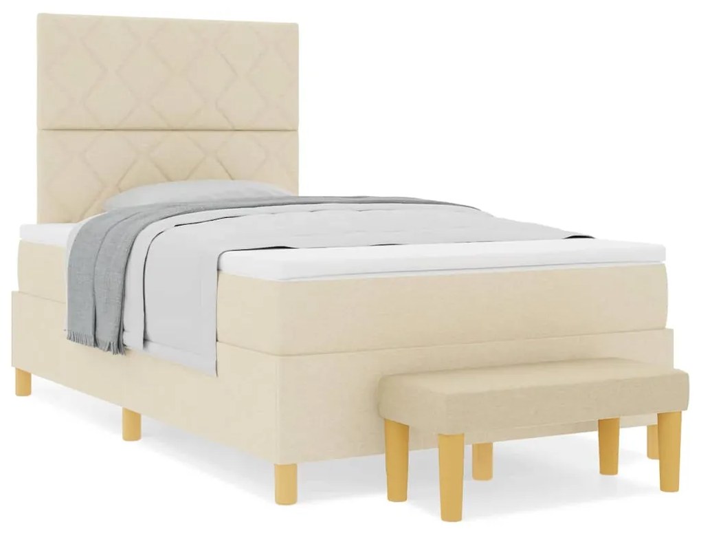 vidaXL Κρεβάτι με ελατήρια με στρώμα Κρεμ 120 x 190 cm ύφασμα