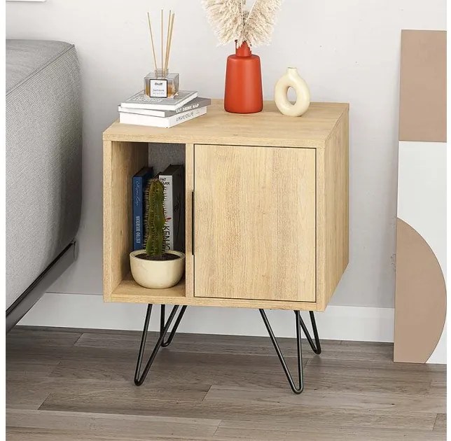 Κομοδίνο μελαμίνης Glynn Megapap φυσικό οξιάς 50,2x44,6x60εκ. GP037-0081,1-GP037-0081,1-Καφέ GP037-0081,1