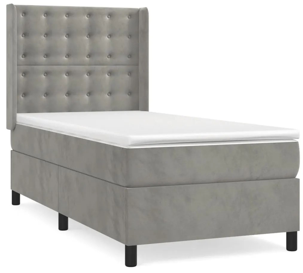 ΚΡΕΒΑΤΙ BOXSPRING ΜΕ ΣΤΡΩΜΑ ΑΝΟΙΧΤΟ ΓΚΡΙ 100X200 ΕΚ. ΒΕΛΟΥΔΙΝΟ 3132903