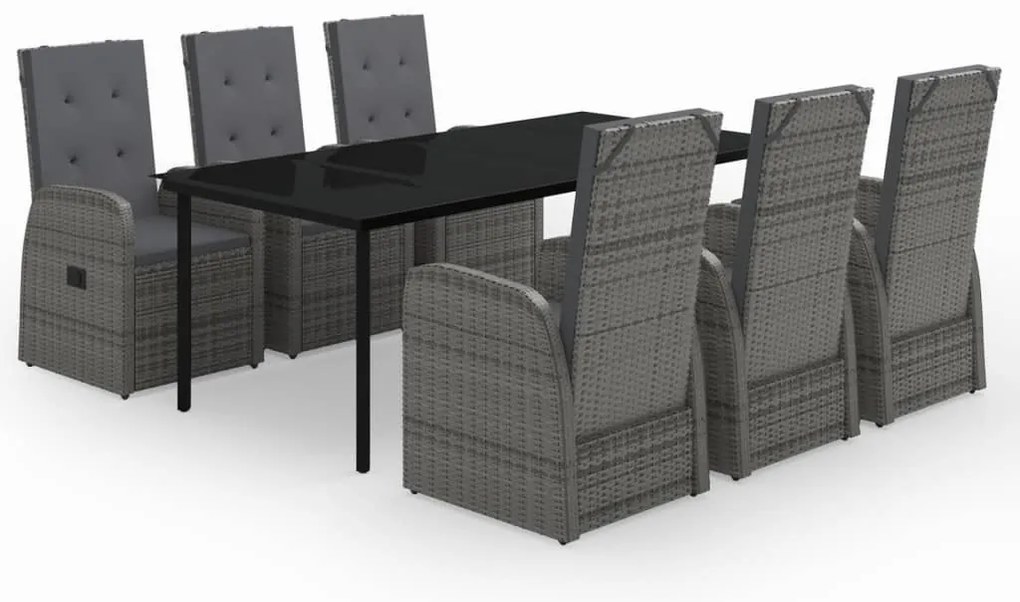 vidaXL Σετ Τραπεζαρίας Κήπου 7 Τεμαχίων Γκρι με Μαξιλάρια