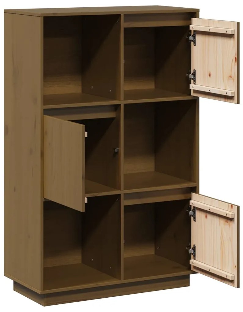 vidaXL Ντουλάπι Ψηλό Μελί 74 x 35 x 117 εκ. από Μασίφ Ξύλο Πεύκου