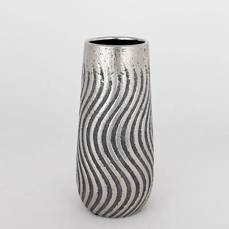 Βάζο Κεραμικό 752-20388 13x13x27,5cm Grey-Silver Estheti Home Ceramic
