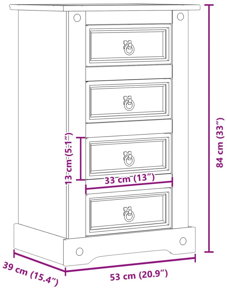 ΚΟΜΟΔΙΝΟ CORONA 53X39X84 ΕΚ. ΑΠΟ ΜΑΣΙΦ ΞΥΛΟ ΠΕΥΚΟΥ 4005660