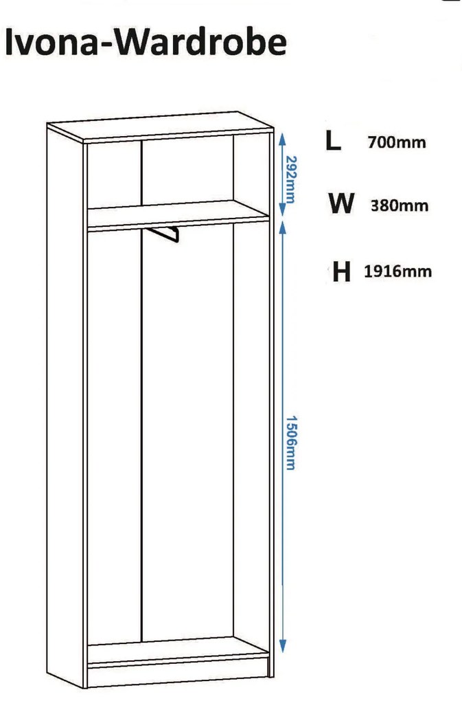Έπιπλο Εισόδου Ντουλάπα/Γκαρνταρόμπα IVONA Ρουστίκ 70x38x191,6