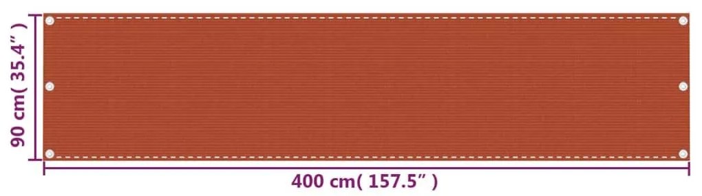 Διαχωριστικό Βεράντας Πορτοκαλί 90 x 400 εκ. από HDPE - Πορτοκαλί