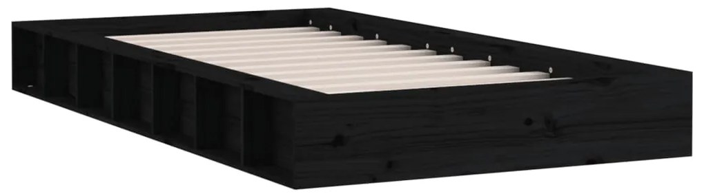 vidaXL Πλαίσιο Κρεβατιού Μαύρο 75 x 190εκ. από Μασίφ Ξύλο Small Single