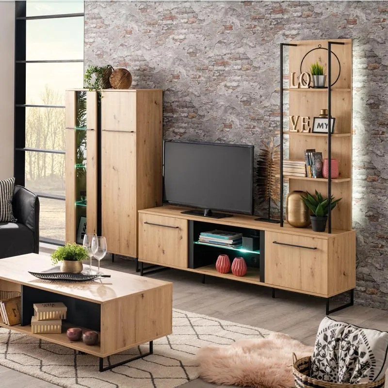 Ραφιέρα Sardinia NP 500 Artisan Oak - Μαύρο 50x29.5x137.5 εκ. 50x29.5x137.5 εκ.
