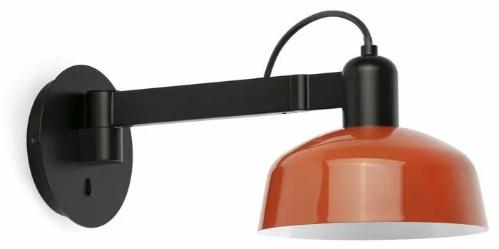 Φωτιστικό Τοίχου Tatawin Arm Metal 1xE27 Black-Reddish Orange Faro Barcelona