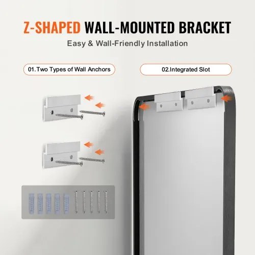 VEVOR Square Wall Mounted Mirror 36&quot; x 72&quot; Mirror with Aluminium Alloy Frame