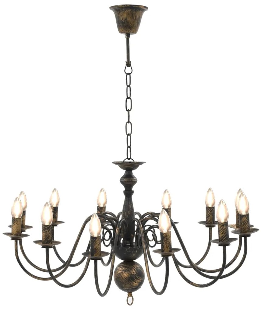 vidaXL Πολυέλαιος Αντικέ Μαύρος με 12 Ντουί Ε14