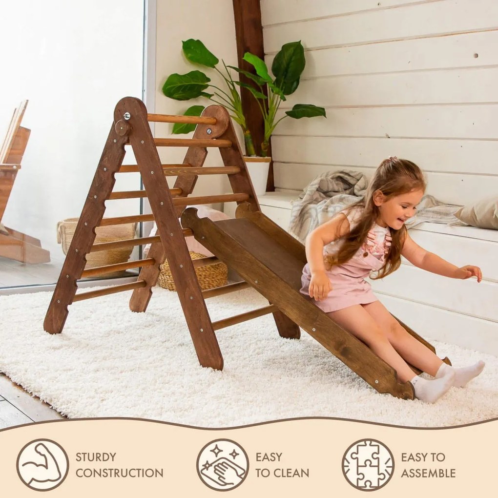 Σετ Αναρριχησης Montessori 2 Σε 1 Τριγωνικη Σκαλα + Τσουληθρα
