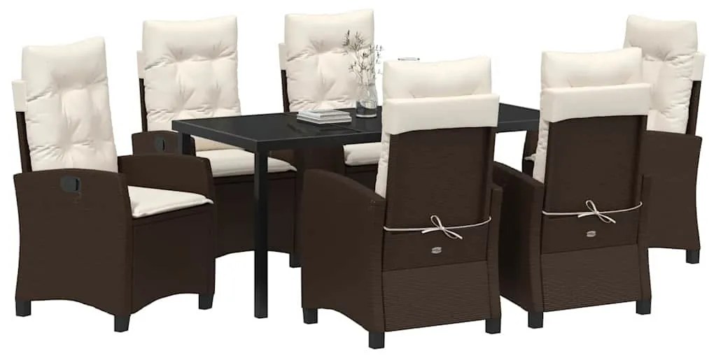 vidaXL Σέτ φαγητού για κήπο 7 pcs Καφέ συνθετικό ρατάν